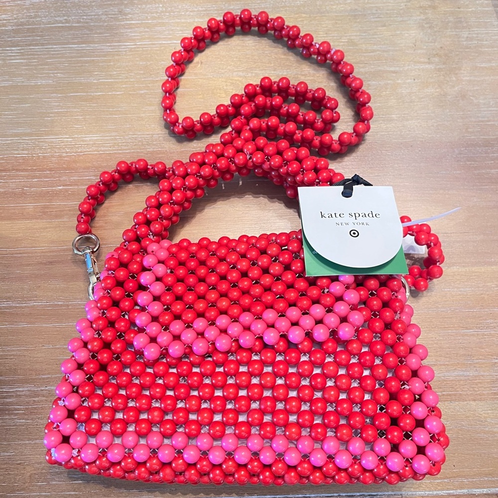 LIMITED EDITION Kate Spade Target Colorblock Beaded Crossbody Bag Pink Red🎀